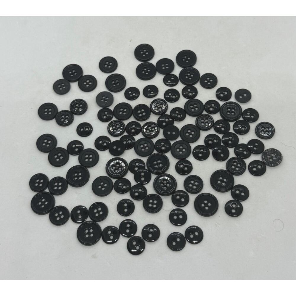Lot 93 Black Sewing Buttons Four & Two Holes and Other Accessories Crafts